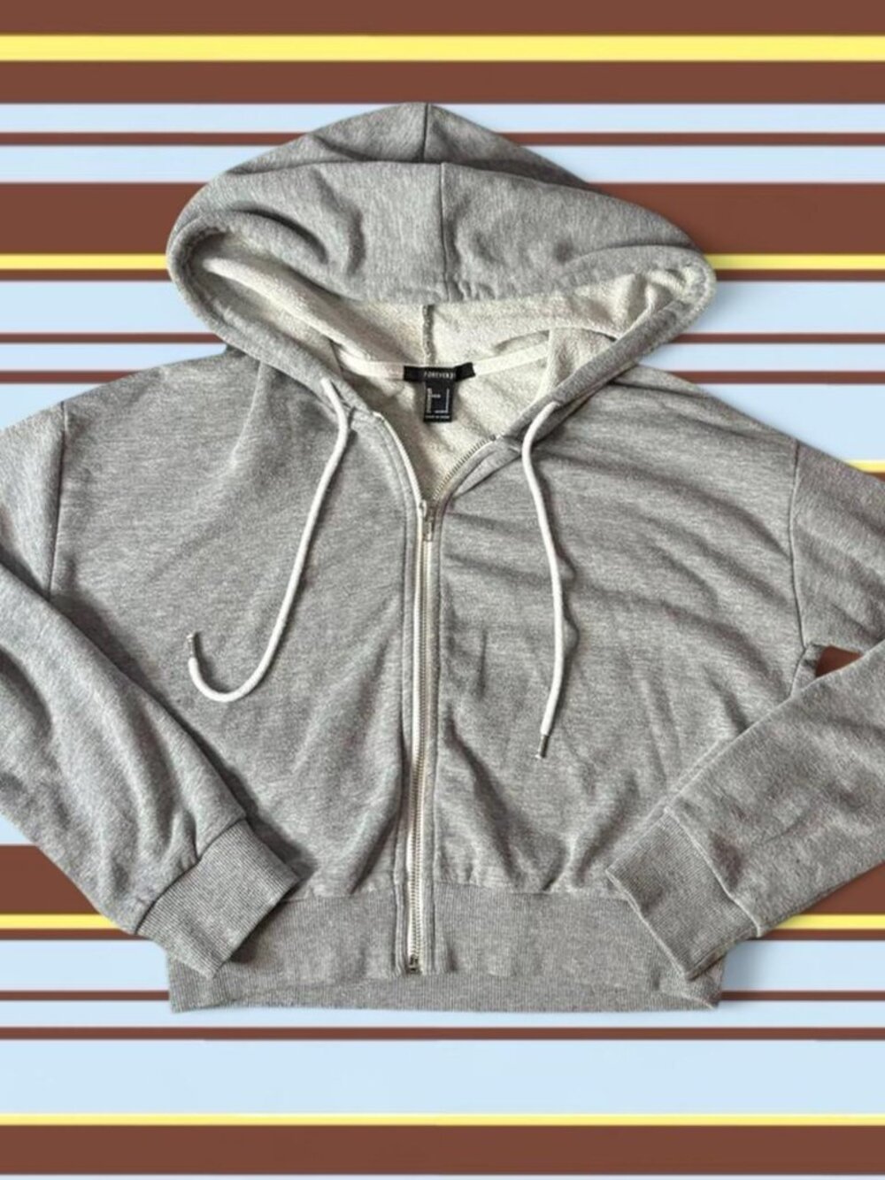 Grey Cropped Zip Up Jacket